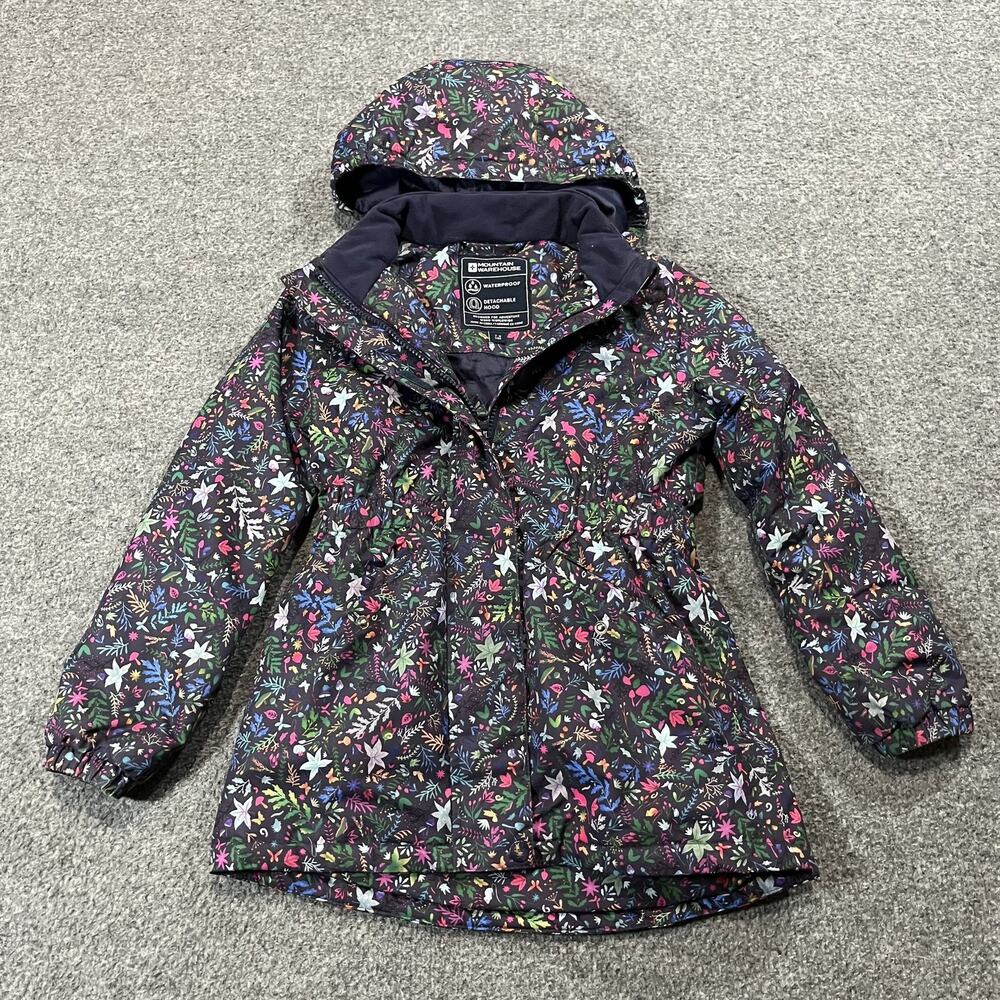 Mountain Warehouse Coat Girls 7-8 Years Floral Full Zip Waterproof Detachable Ho